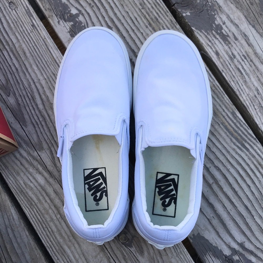 White slip on vans